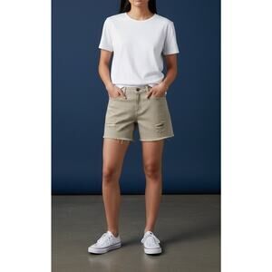 Michael Kors Womens Size 4 Denim Jean Cut Off Frayed Shorts Tan Zip Distressed